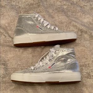 Superga High Top Silver Sneakers